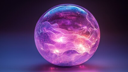 Obraz premium Glowing cosmic nebula inside a crystal sphere.