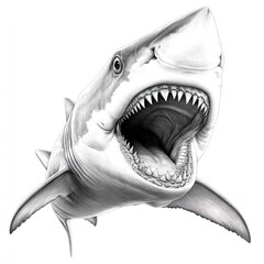 Majestic Great White Shark: A Pencil Sketch Masterpiece