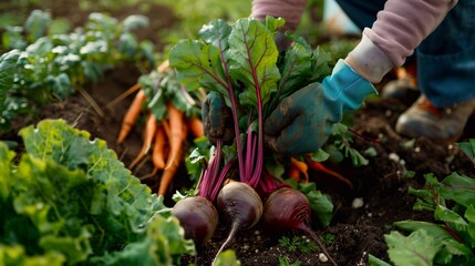farmer with red beetroot