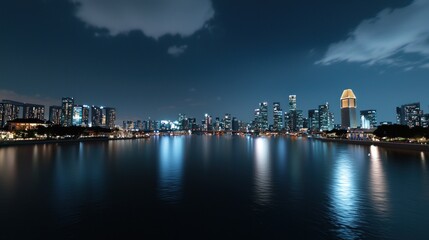 Fototapeta premium Night City Skyline Reflection