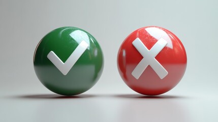 Obraz premium 3D Buttons with Checkmark and Cross. Generative AI