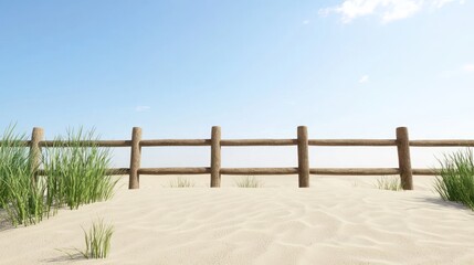 Naklejka premium Wooden Fence on Sandy Beach