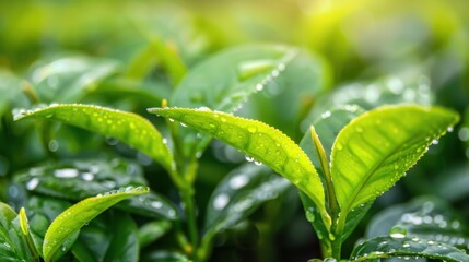 Obraz premium Chemical-Free Tea: Teas grown without the use of pesticides, offering a pure, chemical-free experience that preserves the natural, organic flavors of the leaves. 