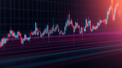 pension security risk concept. Abstract financial chart with vibrant colors indicating upward trends and data fluctuations.