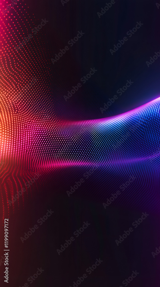 Aufkleber Abstract digital wave of glowing particles flowing on dark background, creating a dynamic and vibrant visual effect