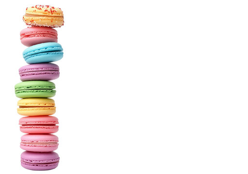 Sushi roll with salmon, avocado, and cream cheese, isolated on a transparent background - A colorful stack of macarons isolated on a white background, PNG 