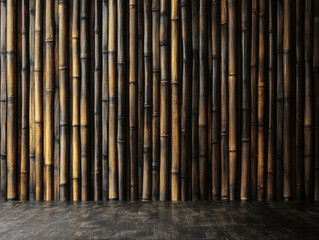 Obraz premium Bamboo wall design enhances interior space with natural elegance and rustic charm