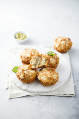 Homemade cheese muffins with herbs