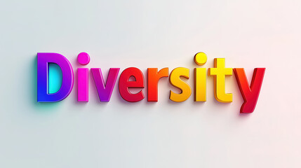 A bold and colorful design of the word "Diversity" in rainbow shades, symbolizing equality and LGBTQ+ pride