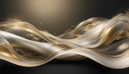 Elegant Flowing Golden Waves on Soft Gray Background: Abstract Luxury
