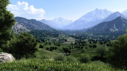 Obraz premium Serene mountain valley landscape