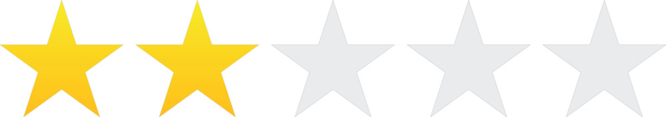 Set of five stars, rating symbol, service quality, minimal icon. Vector illustration on white background