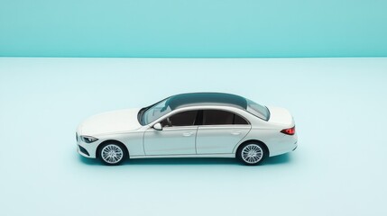 Naklejka premium A luxury car in the final inspection stage with a light blue background, emphasizing quality control