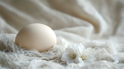 Single egg, blossom, fabric, spring, serenity, soft focus, Easter, photography, website design