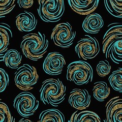 Turquoise and Gold Spiral Pattern