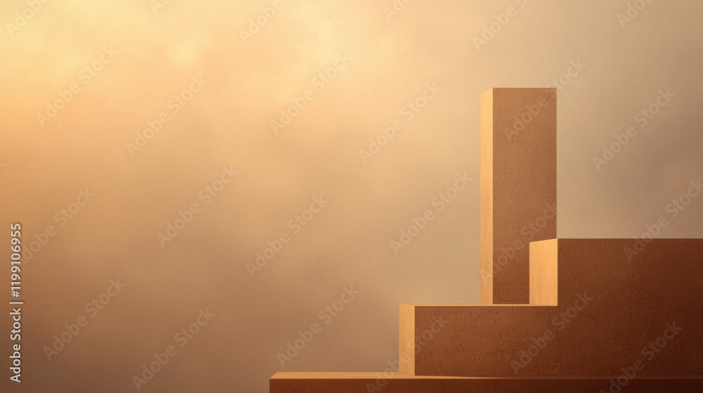 Poster minimalist architecture with geometric shapes and warm tones