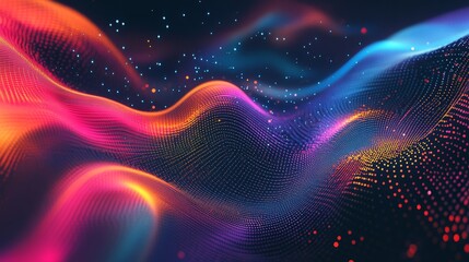 Abstract vibrant waves of light and color.