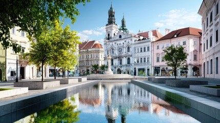 Picturesque European Town Square