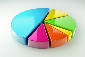 Obraz premium Shiny colorful 3d pie chart representing market share, business growth, and data analysis