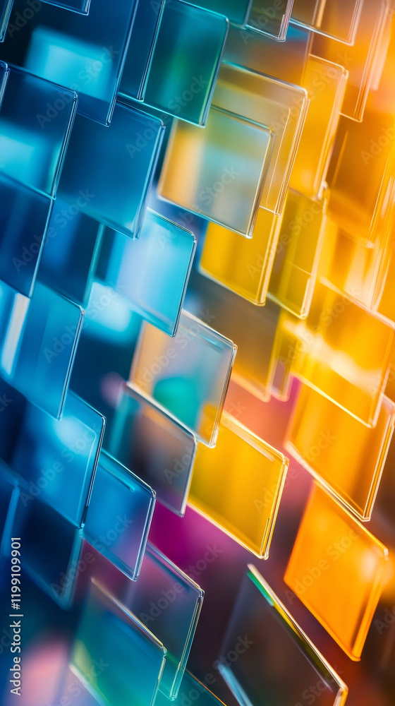 Fototapete abstract background with colorful transparent glass tiles creating a modern and stylish design