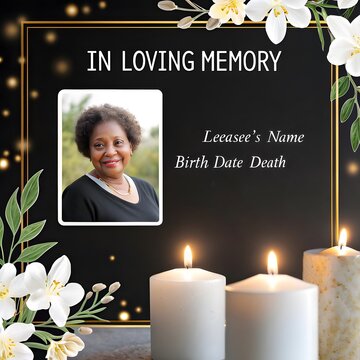 Funeral Program Memorial Service Obituary Layout with Purple Watercolor Floral Flowers