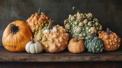 A Collection of Unique Pumpkins and Gourds