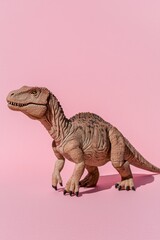 Obraz premium Pink dinosaur toy on pink background