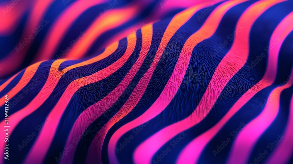 Aufkleber a mesmerizing pattern of bold zebra stripes dances with vivid neon hues, creating a captivating visu