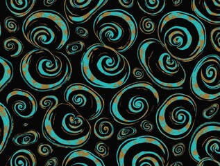 Fototapeta premium Turquoise and Gold Spiral Pattern