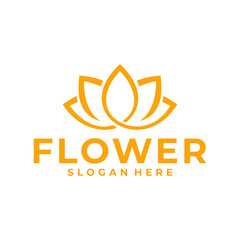 flower lotus logo template design, gold lotus logo symbol or icon