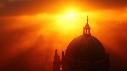 Obraz premium Golden Sunrise over Church Domes
