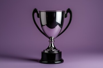 Fototapeta premium Silver trophy on purple background