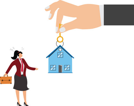 hand giving house key to businesswoman clip art preview