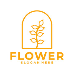 flower simple logo template design, emblem, symbol or icon