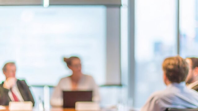 Annual General Meeting Blur – Soft-focus image of an annual general meeting in a corporate setting.	
