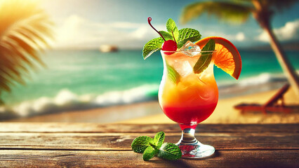 Tropical cocktail on the beach