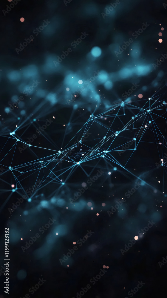 Aufkleber Plexus network forming connections between points and lines creating an abstract cyberspace background