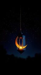 Obraz premium Golden Crescent Moon with Stars for a Celestial and Magical Look