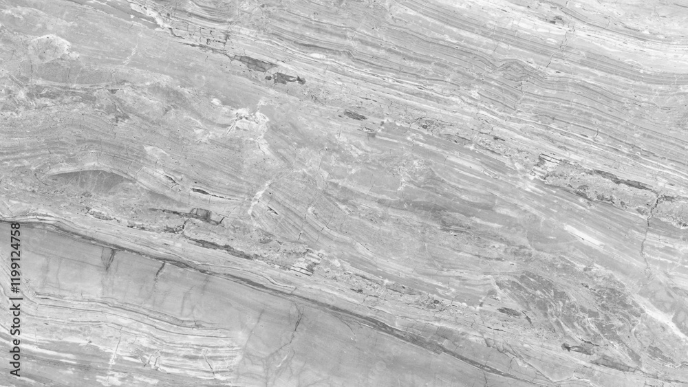 Poster A white and gray marble wall with a pattern of swirls and lines. The wall is smooth and shiny, giving it a luxurious and elegant appearance. The pattern on the wall is reminiscent of a flowing river
