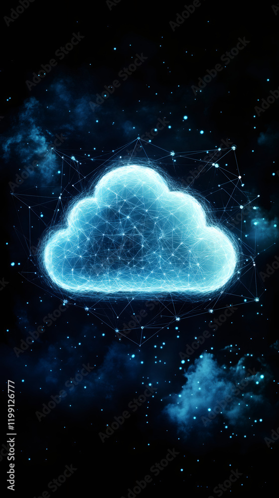 Poster cloud computing network transmitting and receiving data securely, facilitating seamless communicatio