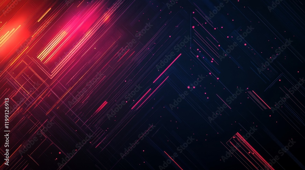 Aufkleber abstract digital art with red and pink lines on a dark background