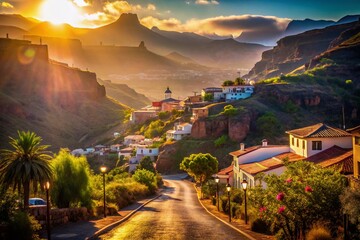 Gran Canaria Mountain Town Cowboy Silhouette