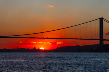 15 July Martyrs Bridge (15 Temmuz Sehitler Koprusu) in the Sunset Time Photo, Üsküdar Istanbul, Türkiye (Turkey)
