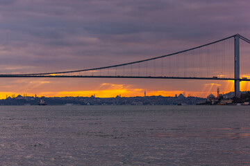 15 July Martyrs Bridge (15 Temmuz Sehitler Koprusu) in the Sunset Time Photo, Üsküdar Istanbul, Türkiye (Turkey)