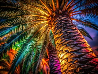 Abstract Night Palm Bark Texture: Dark, Moody Background