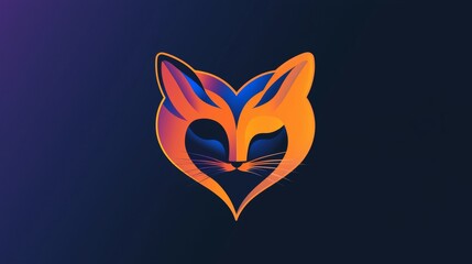 Obraz premium Colorful heart-shaped fox design on a dark background showcasing creativity and artistic expression