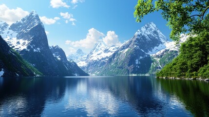 Serene Mountain Lake Landscape