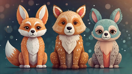 Fototapeta premium three fox