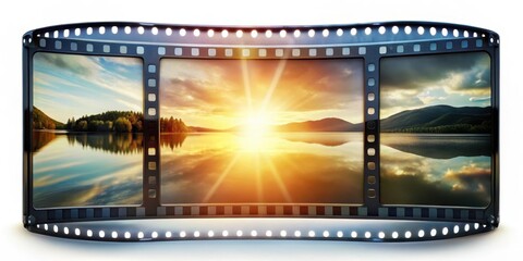 Naklejka premium Film Frame with Distorted Lens, photo art, optical illusion