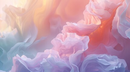 Obraz premium A soft gradient of pastel tones, transitioning from peach to aqua and lavender, creating a gentle, calming, and ethereal atmosphere